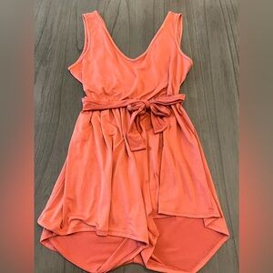 Rolla Coster Womens red Sleeveless V Neck Tie Belt Elastic Waist Rompers size L